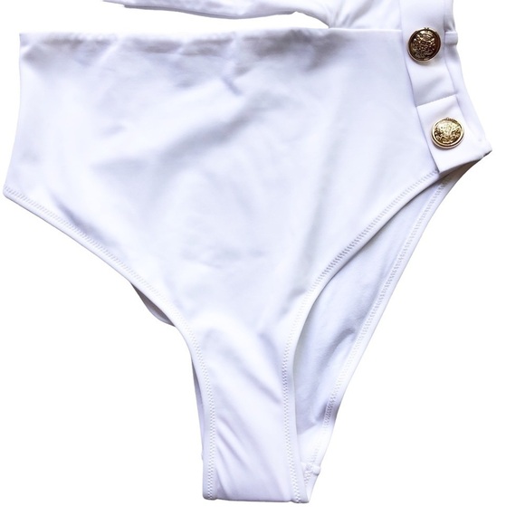 OYE Rhea One Shoulder Asymmetrical Cut Out One Piece Swimsuit White XS - Picture 4 of 15